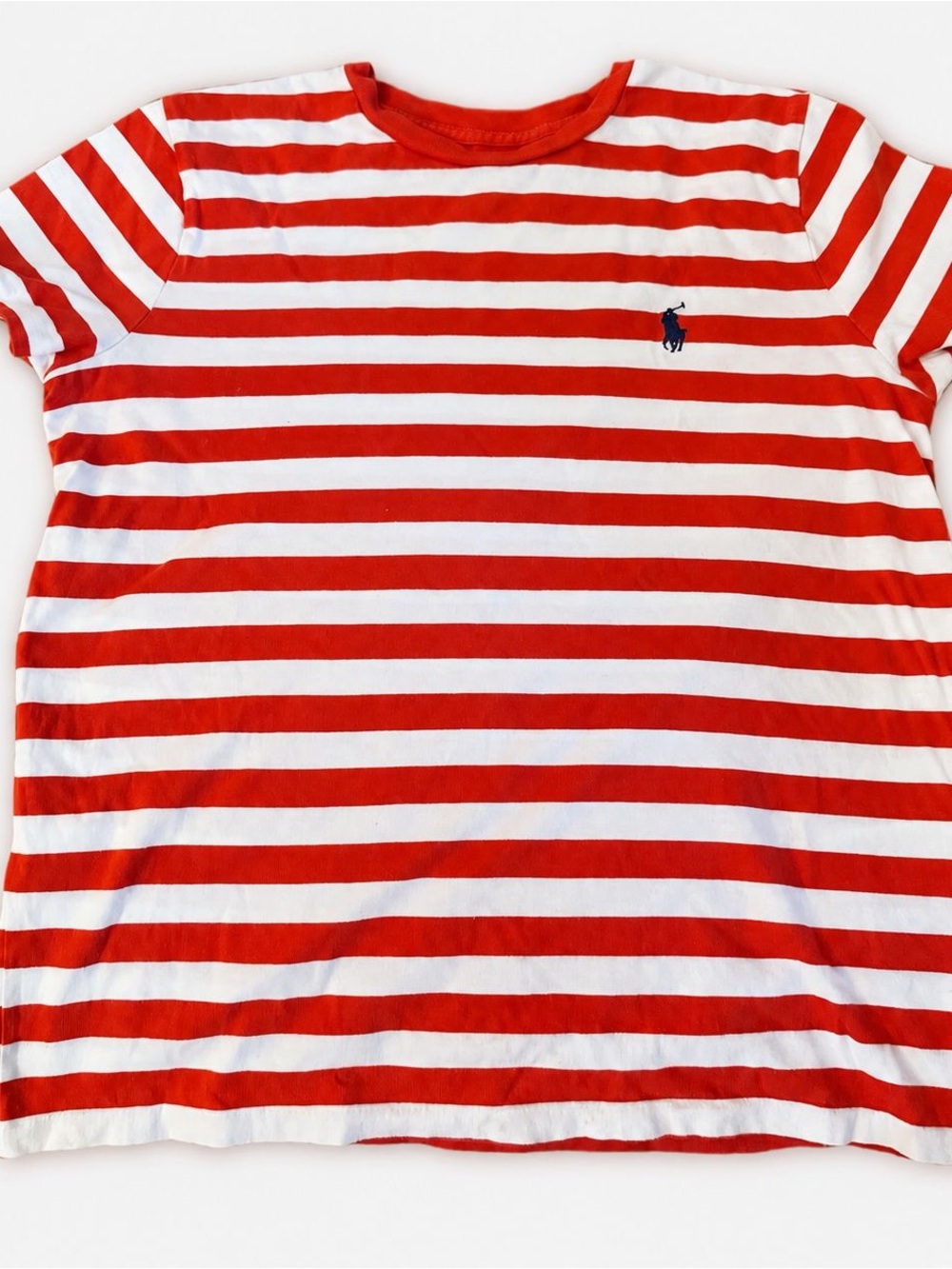 Ralph Lauren Red & White Striped Crew Tee